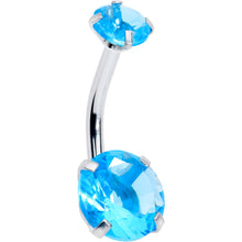 Load image into Gallery viewer, Topaz Blue Gem December Birthstone Double Mount Belly Ring