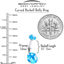 Load image into Gallery viewer, Topaz Blue Gem December Birthstone Double Mount Belly Ring