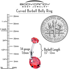 Load image into Gallery viewer, Light Red Gem January Birthstone Double Mount Belly Ring