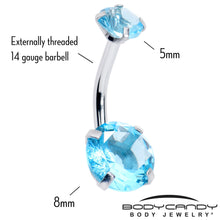 Load image into Gallery viewer, Aqua Blue Gem March Birthstone Double Mount Belly Ring