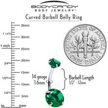 Load image into Gallery viewer, Emerald Green Gem May Birthstone Double Mount Belly Ring