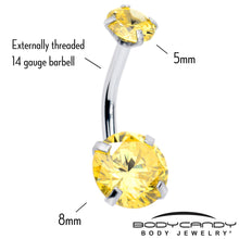 Load image into Gallery viewer, Yellow Gem November Birthstone Double Mount Belly Ring