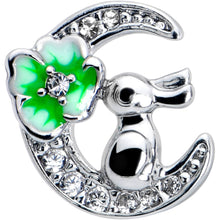 Load image into Gallery viewer, 20G 7mm Clear CZ Gem Rabbit On The Moon Green Left Side Nose Screw