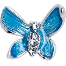 Load image into Gallery viewer, 20G 7mm Clear Gem Chunky Butterfly Blue Left Side Nose Screw