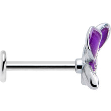 Load image into Gallery viewer, 16G 5/16 Clear Gem Chunky Butterfly Purple Labret Monroe Tragus