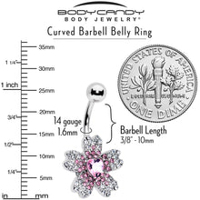 Load image into Gallery viewer, Clear Pink Gem Heart in Flower Belly Ring