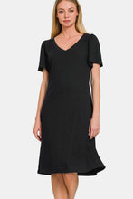 Load image into Gallery viewer, V-Neck Short Sleeve Dress For Women – Timeless V-Neck Dress, Classic Short Sleeve Dress, Chic Casual Dress, Elegant V-Neck Dress, Flattering Short Sleeve Dress, Effortless Wardrobe Essential, Comfortable Everyday Dress