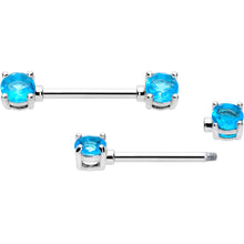 Load image into Gallery viewer, 14G 9/16 Blue CZ Gem December Birthstone Nipple Ring Set