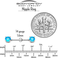 Load image into Gallery viewer, 14G 9/16 Blue CZ Gem December Birthstone Nipple Ring Set