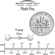 Load image into Gallery viewer, 14G 9/16 White Faux Pearl June Birthstone Nipple Ring Set