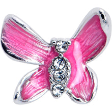 Load image into Gallery viewer, 16G 1/4 Clear Gem Chunky Butterfly Pink Cartilage Tragus Earring