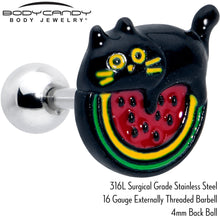 Load image into Gallery viewer, 16G 1/4 Watermelon Cat Love Cartilage Tragus Earring