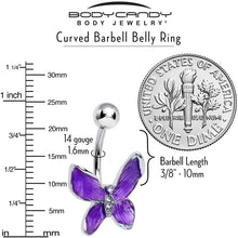 Load image into Gallery viewer, Clear Gem Chunky Butterfly Purple Belly Ring