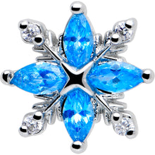 Load image into Gallery viewer, 16G 5/16 Blue CZ Gem Classic Flower Flatback Stud