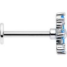 Load image into Gallery viewer, 16G 5/16 Blue CZ Gem Classic Flower Flatback Stud