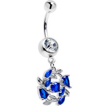 Load image into Gallery viewer, Clear Blue Gem Twining Vine Dangle Belly Ring
