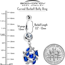 Load image into Gallery viewer, Clear Blue Gem Twining Vine Dangle Belly Ring