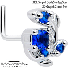 Load image into Gallery viewer, 20G 7mm Blue Gem Twining Vine L Shape Nose Ring