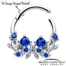 Load image into Gallery viewer, 16G 3/8 Blue Gem Twining Vine Hinged Segment Ring