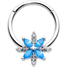 Load image into Gallery viewer, 16G 3/8 Blue CZ Gem Classic Flower Hinged Segment Ring