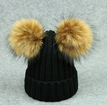 Load image into Gallery viewer, Modern Trend Children's Winter Toddler Baby Kids hat Cap With Two Double Pompom Ears Funny Hat