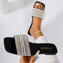 Load image into Gallery viewer, Modern Woman Black Bright Diamond Sandals Open Toe High Heels Women Slippers Party Dress Shoes Sandals Heels For Women Ankle Strap Low Block Heel Cute Dressy Sandals