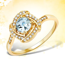 Load image into Gallery viewer, 0.46 Carat Genuine Aquamarine and White Diamond 14K Yellow Gold Ring