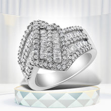 Load image into Gallery viewer, 14K White Gold 1-1/2 Cttw Round and Baguette Diamond Bypass Cocktail Ring Band (H-I Color, SI1-SI2 Clarity) - Size 7