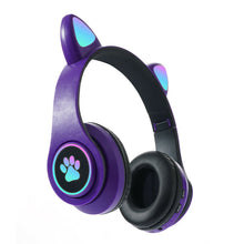 Load image into Gallery viewer, Interesting New Kids Headphones Wireless Bluetooth In Cat Ears Headphones Style With Noise Reduction Live Breathing Lights Glare and LED Lights