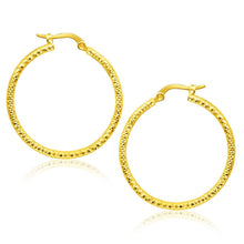 Load image into Gallery viewer, 14k Yellow Gold Tube Textured Round Hoop Earrings