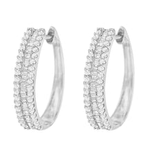 Load image into Gallery viewer, 10K White Gold Diamond Hoop Earrings (3/4 cttw, I-J Color, I2-I3 Clarity)