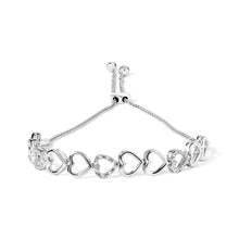 Load image into Gallery viewer, .925 Sterling Silver 1/10 Cttw Diamond Heart Link Bolo Bracelet (I-J Color, I2-I3 Clarity)