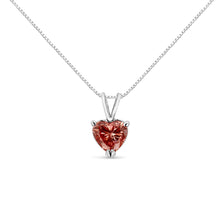 Load image into Gallery viewer, IGI Certified 14K White Gold Martini Set 1.00 Cttw Lab Grown Pink Heart Diamond Solitaire 18" Pendant Necklace (Pink Color, SI2 Clarity)