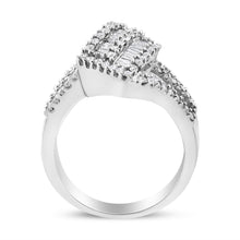 Load image into Gallery viewer, 14K White Gold 1-1/2 Cttw Round and Baguette Diamond Bypass Cocktail Ring Band (H-I Color, SI1-SI2 Clarity) - Size 7