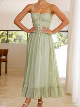 Load image into Gallery viewer, Vintage Ruffled Hem Midi Dress With Tied And Ruched Detail Elegant Feminine Girls Dress