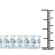 Load image into Gallery viewer, 17.22 Carat Genuine Blue Topaz and White Diamond .925 Sterling Silver Bracelet