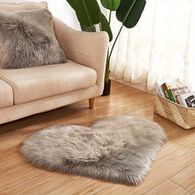 Load image into Gallery viewer, Plush Heart-Shaped Area Mat | Machine Washable Soft Artificial Wool | Cozy Decorative Mat for Living Room, Bedroom, Office | Indoor Use