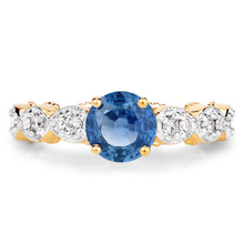 Load image into Gallery viewer, 1.27 Carat Genuine Blue Sapphire and White Diamond 14K Yellow Gold Ring