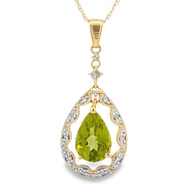 Load image into Gallery viewer, Peridot Diamond Fashion Pendants 14KT Yellow Gold