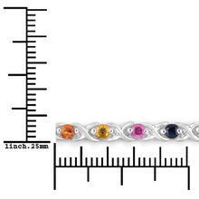 Load image into Gallery viewer, 0.88 Carat Genuine Multi Sapphire .925 Sterling Silver Bracelet