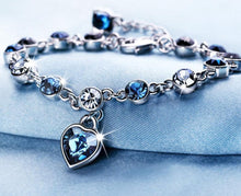 Load image into Gallery viewer, Modern Genuine 925 Sterling Silver Heart Elegant Luxury Bracelets For Women Blue Sapphire Tanzanite Chain Bracelet Trendy Wedding Gift Fine Jewelry
