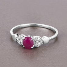 Load image into Gallery viewer, 0.36 Carat Genuine Ruby and White Diamond 14K White Gold Ring