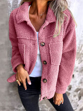 Load image into Gallery viewer, Comfortable Modern Women Full Size Fuzzy Button-Up Jacket with Drop Shoulder and Pockets