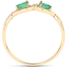 Load image into Gallery viewer, 0.35 Carat Genuine Zambian Emerald and White Diamond 14K Yellow Gold Ring