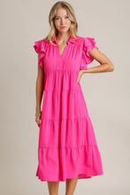 Load image into Gallery viewer, Charming Pink Full Size Ruffle Cap Sleeve Dress Plus Size Elegant & Stylish Girls Dress
