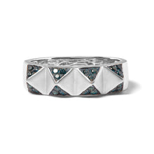 Load image into Gallery viewer, 14K White Gold 1/4 Cttw Treated Blue Diamond Pyramid Band Ring (Blue Color, SI1-SI2 Clarity)- Size 7