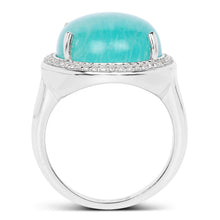 Load image into Gallery viewer, 15.09 Carat Genuine Amazanite And White Topaz .925 Sterling Silver Ring