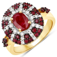 Load image into Gallery viewer, 1.92 Carat Genuine Ruby and White Diamond 14K Yellow Gold Ring