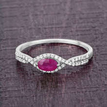 Load image into Gallery viewer, 0.40 Carat Genuine Ruby and White Diamond 14K White Gold Ring