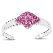 Load image into Gallery viewer, 7.38 Carat Glass Filled Ruby, Ruby and White Topaz .925 Sterling Silver Bangle
